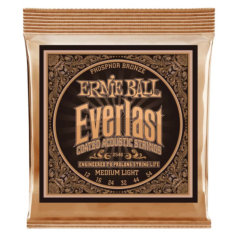 Ernie Ball Medium Light Everlast Coated Phosphor Bronze Acoustic Guitar Strings  - 12-54 Gauge image 1