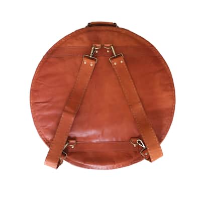 WerKens Leather Cymbal Bag 22" Front Pocket 16" for Hi Hats - Backpack - Brown image 6