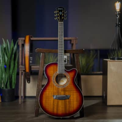 Washburn EA55G-A | Mini-Jumbo Acoustic / Electric Exotic Koa Burst. New with Full Warranty! image 4