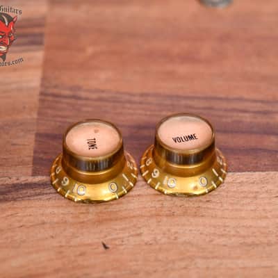 Gibson 1961 Original Gold Top Hat Reflector Knob Set with Pointers 1961 Late 1950's Early 1960's image 8