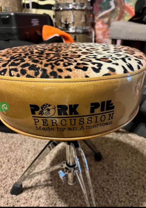 Pork Pie Percussion Gold & Leopard Drum Throne image 1