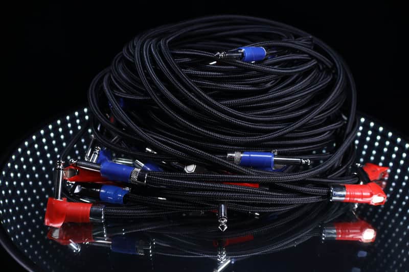 (18x) — 10’ TS Cables — Black — Braided — One Right Angle image 1