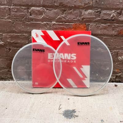 Evans Used Clear Drum Heads 16" Hydraulic Red, 12" Hydraulic Red, 12" Clear and 10" Clear Respectively image 2