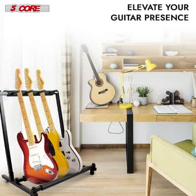 5 Core Multi Guitar Rack Stand Floor 3 Slot Adjustable Flying V Guitars Holder image 8