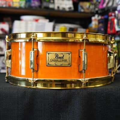 Vintage Pearl/Japan Custom Classic 5x14" One Piece Maple Snare Drum - Honey Natural Lacquer image 1
