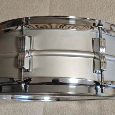 Ludwig No. 404 Acrolite 5x14" 8-Lug Aluminum Snare Drum with Pointed Blue/Olive Badge 1969 - 1979 - Matte Aluminum image 5