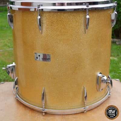 Sonor Teardrop Floortom Floor tom 18" x 16" 3-ply Gold Sparkle Vintage ULTRA RARE image 5