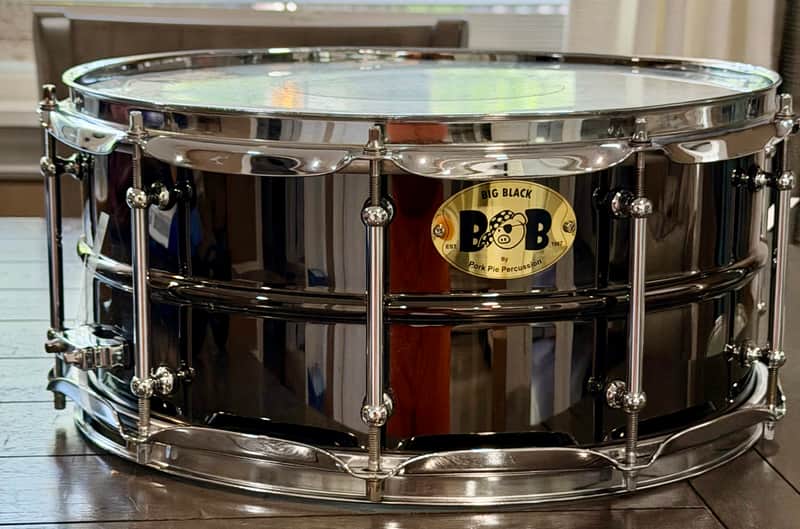 Pork Pie PP6514BB Big Black Brass 6.5x14" Snare Drum with Tube Lugs 2010s - Black Nickel Over Brass image 1