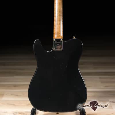 Shabat Lion Special Mahogany Humbucker Guitar w/ Flame Maple Neck – Black image 7