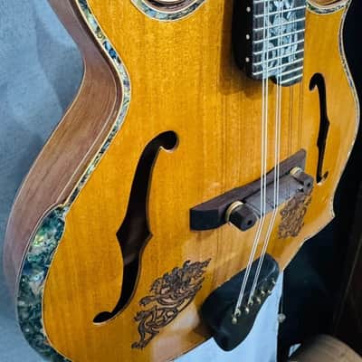 Mandolin Handmade by Blueberry, 8 String Wood Celtic Motif Mandolin,Custom Handcrafted Wooden,Steel String, Beautiful Sound, Hard Case Incl. image 5