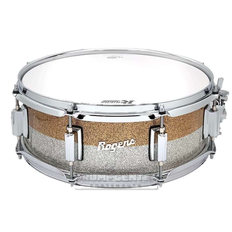 Rogers Powertone Limited Edition Snare Drum 14x5 Gold/Silver Two-Tone Lacquer image 1