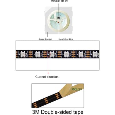 Individually Addressable Rgb Led Strip 16.4Ft 5050Smd Smart Flexible Dream Full Color 60Pixels/M Black Pcb Light Ip65 Waterproof Dc5V (Black Pcb, 16.4Ft 300Leds Ip65) image 6