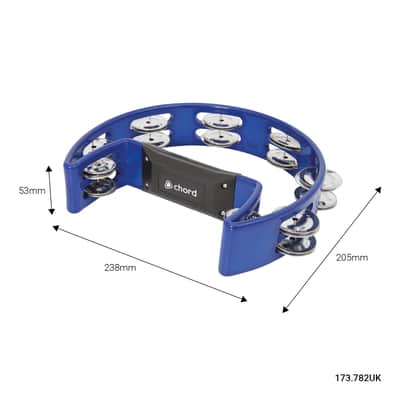Chord BLUE Single D Half Moon Tambourine Jingles Shaker Percussion Instrument image 2