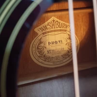 1999 Washburn   D-10Q Dreadnough - Quilted Sunburst image 4