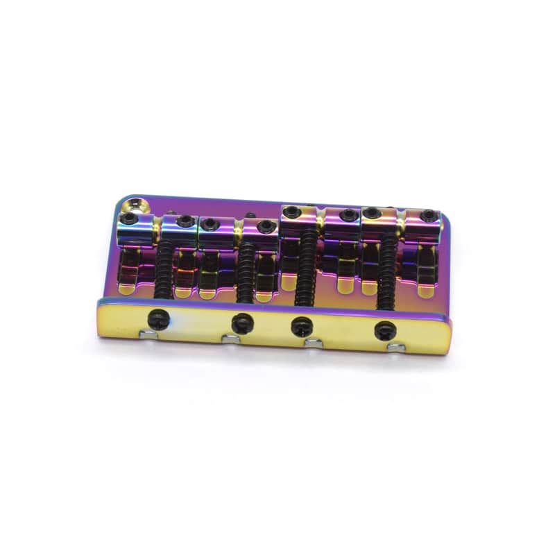 KD By AxLabs Vintage Style Bass Bridge - 4-Screw, 4-String, String-Through-Top - Burnt Chrome image 1