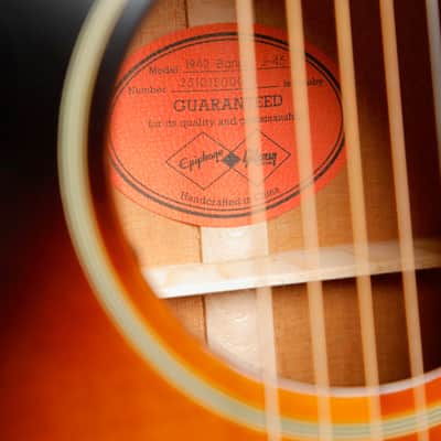 Epiphone 1942 Banner J-45 Reissue Vintage Sunburst Acoustic-Electric Guitar image 8