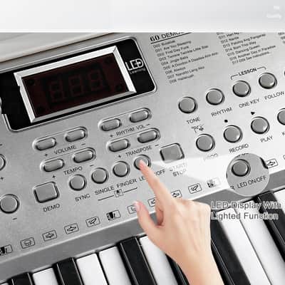 Portable 61Key Electronic Lighted Keyboard Piano LCD Screen Headphone Microphone image 3