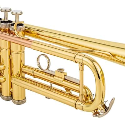 bb trumpet brass b flat trumpet for beginners and intermediate players copper leadpipe gold lacquer finish stainless steel valves phosphorus hard case and accessories included image 4
