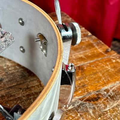1960s Gretsch Name Band 5.5x14 Snare Silver (White) Satin Flame image 12