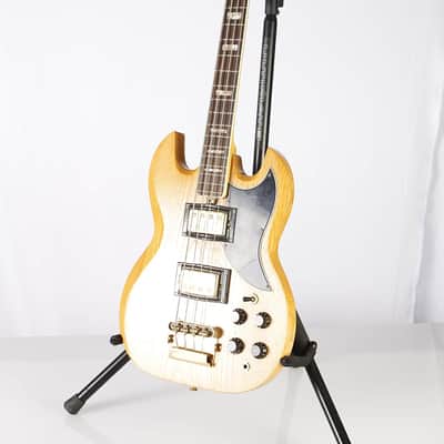 Vintage Wonder US SG Bass Natural Blonde electric bass guitar image 3
