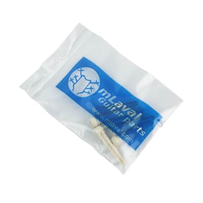 Set of 6 Slotted Acoustic Guitar Bridge Pins, Ivory-color Plastic / Pearl Dot image 2