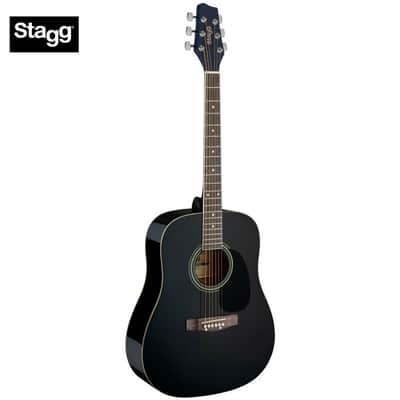 Stagg SA20D BLK Dreadnought Basswood Top Nato Neck 6-String Acoustic Guitar - Black image 1