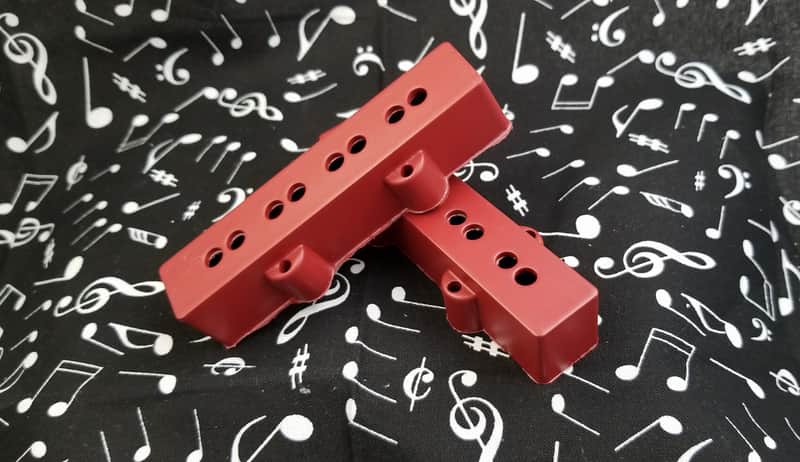 DnB Customz Jazz Bass Pickup Covers Satin Red Fits Fender image 1