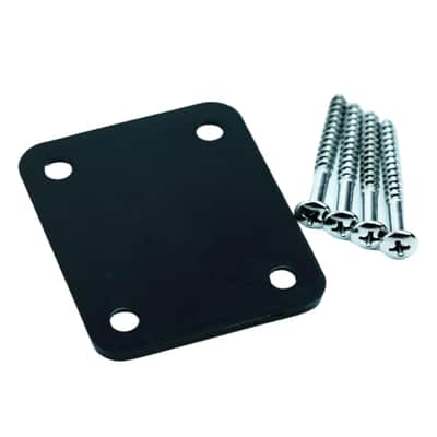 Guyker Guitar Neck Plate, 4-Bolt Iron Electric Guitar Bass Neck Joint Plate with Plastic Back Plate & Mounting Screws, NeckPlate Replacement Part image 4