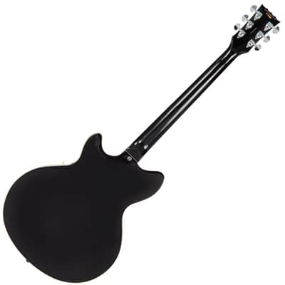 Vintage REVO Series 'Custom Supreme Baritone VI' Semi-Acoustic Guitar ~ Boulevard Black image 3