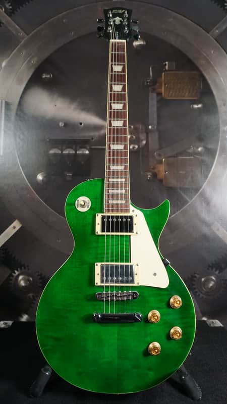 IYV Single Cut Electric Guitar – Emerald Green Flame Top – Dual Humbuckers image 1