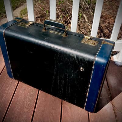 Rotary Connection 12” portable/travel guitar suitcase speaker cabinet. Black/Blue Tolex. Vintage 50’s repurposed case. Unique vintage grill cloth. 12” vintage Pyle 8 ohm speaker. Switchcraft jack 2026 - Black/Blue image 14