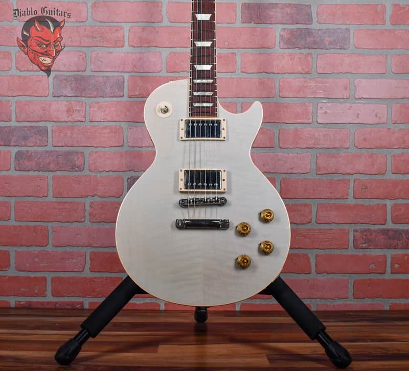 Gibson Custom Shop 1959 Les Paul Reissue Figured Maple Top Transparent White with Blue Back Finish 2005 w/OHSC image 1
