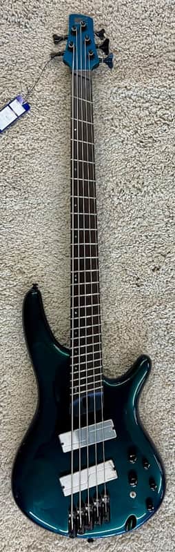 Mint Ibanez SRMS725BCM SR Workshop 5-String Electric Bass Guitar, Blue Chameleon image 1