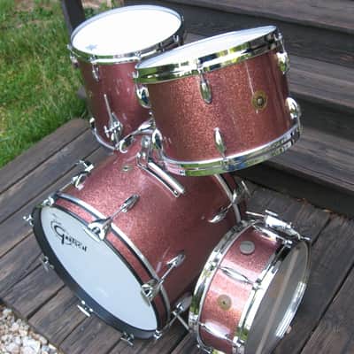 60s Gretsch Drum Set, 18/12/14/14, Burgundy Sparkle image 4