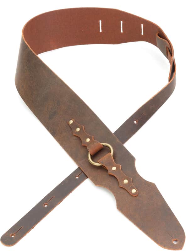 LM Products The Ragnarok Viking Series Leather Guitar Strap - Brown image 1