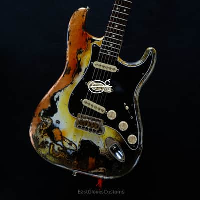 Fender Stratocaster Yellow/Copper Hot Lava Super Heavy Aged Relic by East Gloves Customs image 16