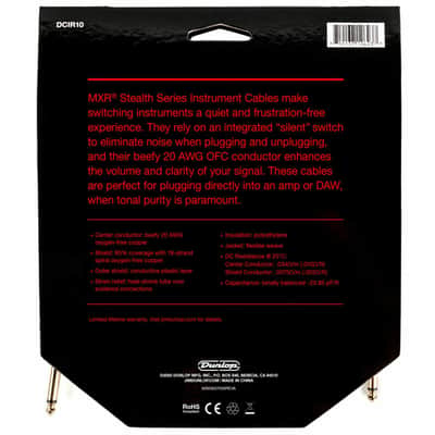 MXR DCIR10 Stealth Series 10 ft. Straight Instrument Cable, Black image 4