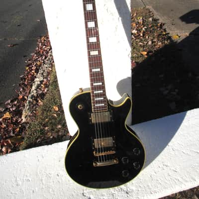 Samick LP Custom Style Guitar, 1990's, Japan,  Black, Gold Hardware, Gig Bag image 1