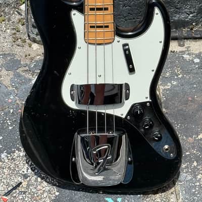 Fender Jazz Bass 1974 - cool Black Jazz w/the last of the 4-Bolt Black Block Maple Necks a la Geddy Lee. image 1