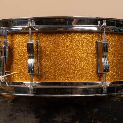 1965 Ludwig 5x14 Gold Sparkle Jazz Festival Snare Drum image 4