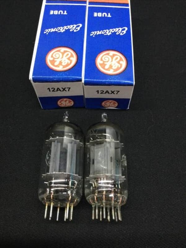 Matched PAIR GE 12AX7 ECC83 Horseshoe Foil Strip Getter EARLY Vacuum Tubes 99032 image 1