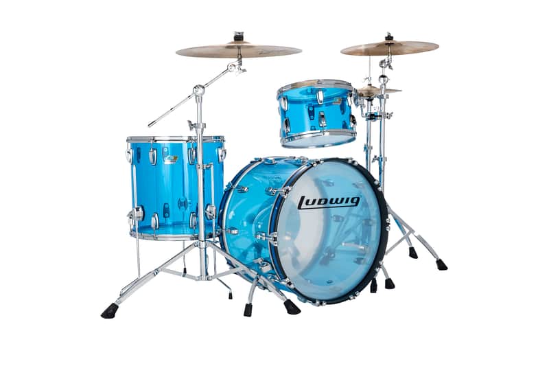 Ludwig *Pre-Order* Vistalite Blue FAB Kit 14x22/16x16/9x13 Acrylic Kit Drums Shell Pack | Made in the USA | Special Order | Authorized Dealer image 1