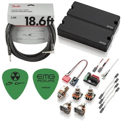 EMG DE Set Black David Ellefson Of Megadeth 5 String Soapbar Active Bass Pickups 40DC & 40CS (CABLE) image 1