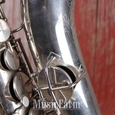 H N White King Vintage 1920s C Melody Saxophone Silver Made in the USA image 7