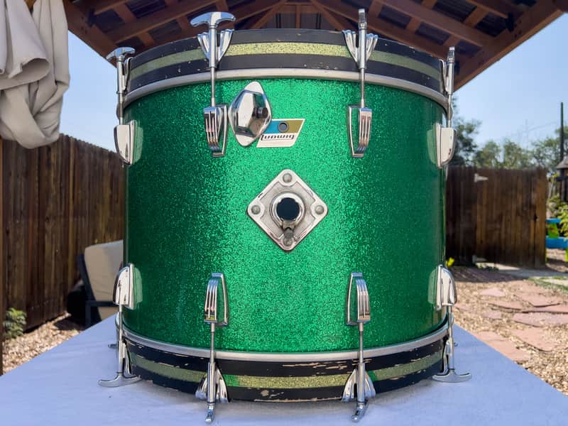 Ludwig Superclassic 14x22" Bass Drum 1970s - Green Sparkle image 1