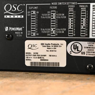 QSC CX702 2-Channel 700W Power Amplifier CG01V6W image 7