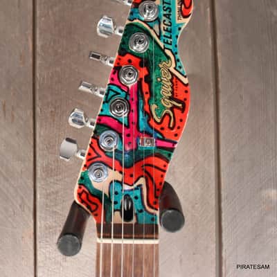 Squier Affinity Telecaster Thinline Custom Art Guitar " Blues Man Coop " image 5