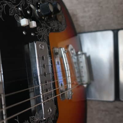 Vintage 1960s Teisco Guitar Tulip Model E-110 2 PU Clean Rare Sunburst image 13