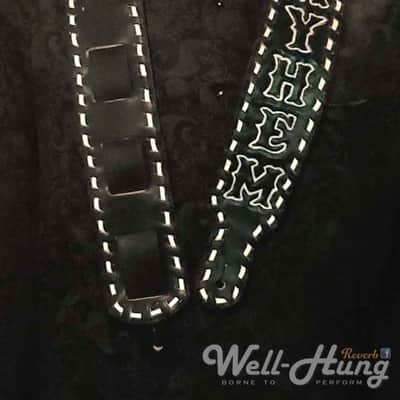 Well-Hung "MAYHEM" 3" padded leather guitar strap hand-tooled/dyed image 4