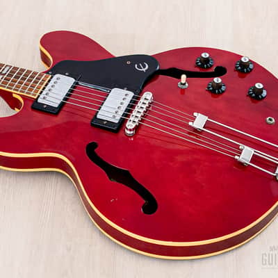1981 Epiphone Riviera Vintage Semi-Hollow Guitar Cherry w/ Maxon Humbuckers, Japan Matsumoku image 10